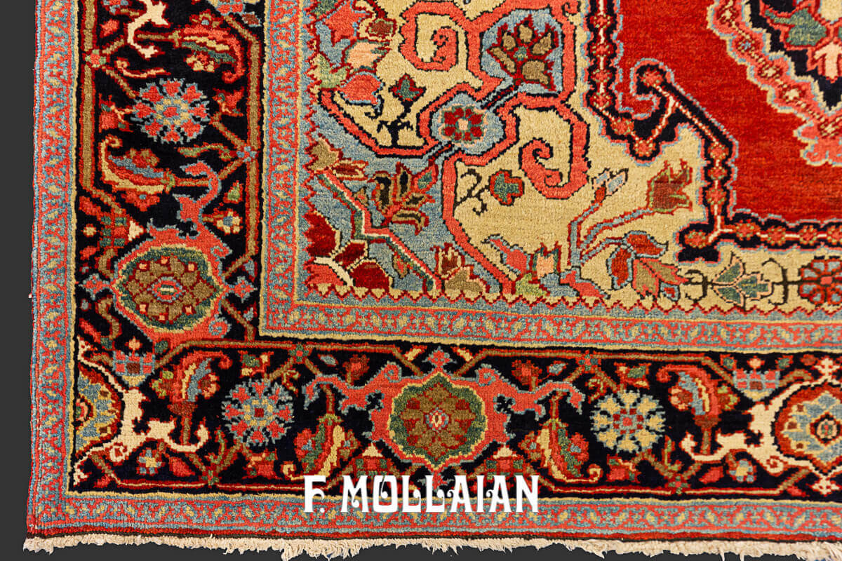 Antique Persian Bakshayesh Medallion Field Rug n°:89204232